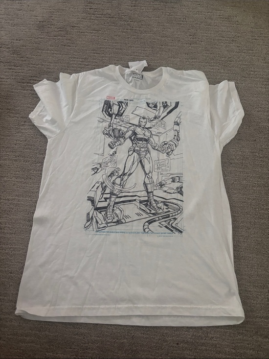 Marvel Other - Marvel White Short Sleeve Tee with Black Iron Man Line Art